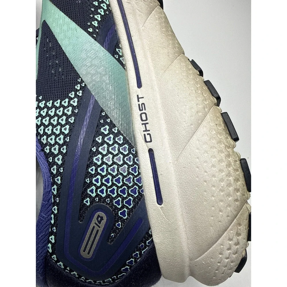 Brooks Ghost 14 Navy Blue Teal Running Shoes Womens Road Training Sneakers